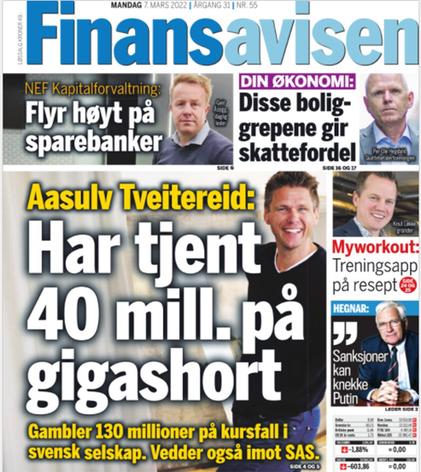 Finansavisen 7.mars 2022